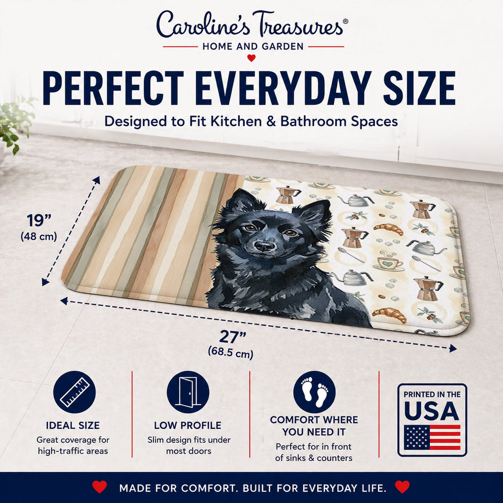 Schipperke Coffee Bar Memory Foam Kitchen Mat Machine Washable Anti-Fatigue Cushion Comfort Bath or Kitchen Rug