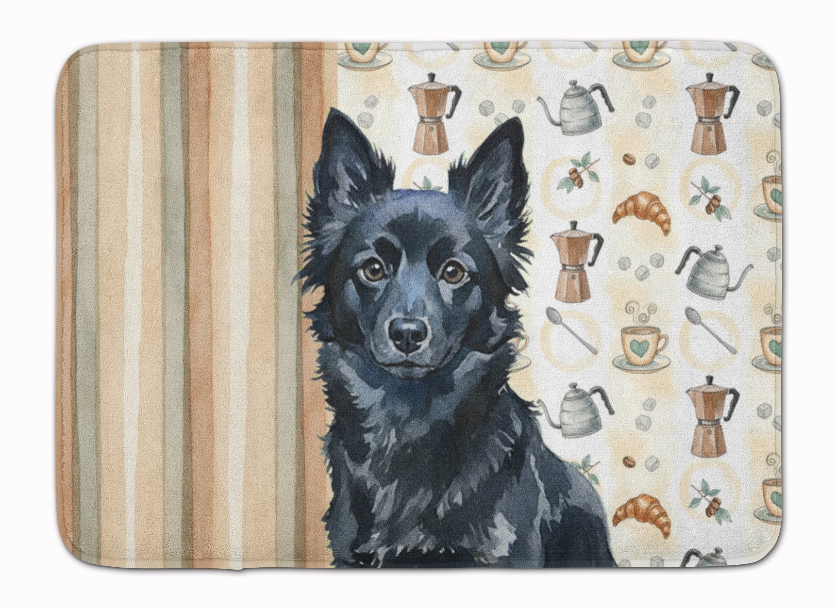 Schipperke Coffee Bar Memory Foam Kitchen Mat Machine Washable Anti-Fatigue Cushion Comfort Bath or Kitchen Rug