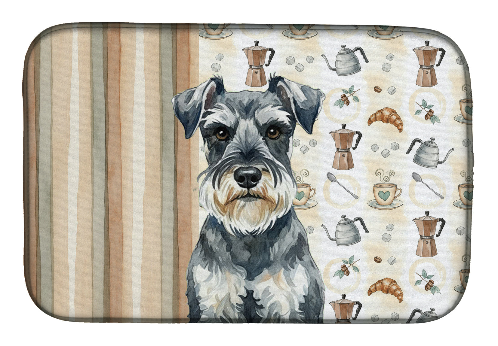 Schnauzer Coffee Bar Dish Drying Mat Absorbent Dish Drying Mat Pad for Kitchen Counter Dish Drainer Mat for Countertop, 14 x 21", Multicolor