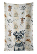 Schnauzer Coffee Bar Kitchen Towel Velour Plush Front and Cotton Loop Back Machine Washable