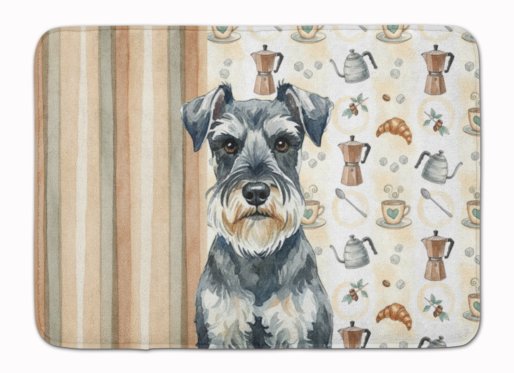 Schnauzer Coffee Bar Memory Foam Kitchen Mat Machine Washable Anti-Fatigue Cushion Comfort Bath or Kitchen Rug