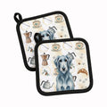 Blue-Gray Scottish Deerhound Coffee Bar Pot Holder Set of 2 Heat Resistant Quilted Hot Pads 7.5 x 7.5 Inch, Insulated Kitchen Trivets for Cooking & Baking