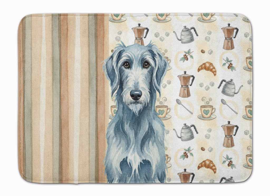 Blue-Gray Scottish Deerhound Coffee Bar Memory Foam Kitchen Mat Machine Washable Anti-Fatigue Cushion Comfort Bath or Kitchen Rug