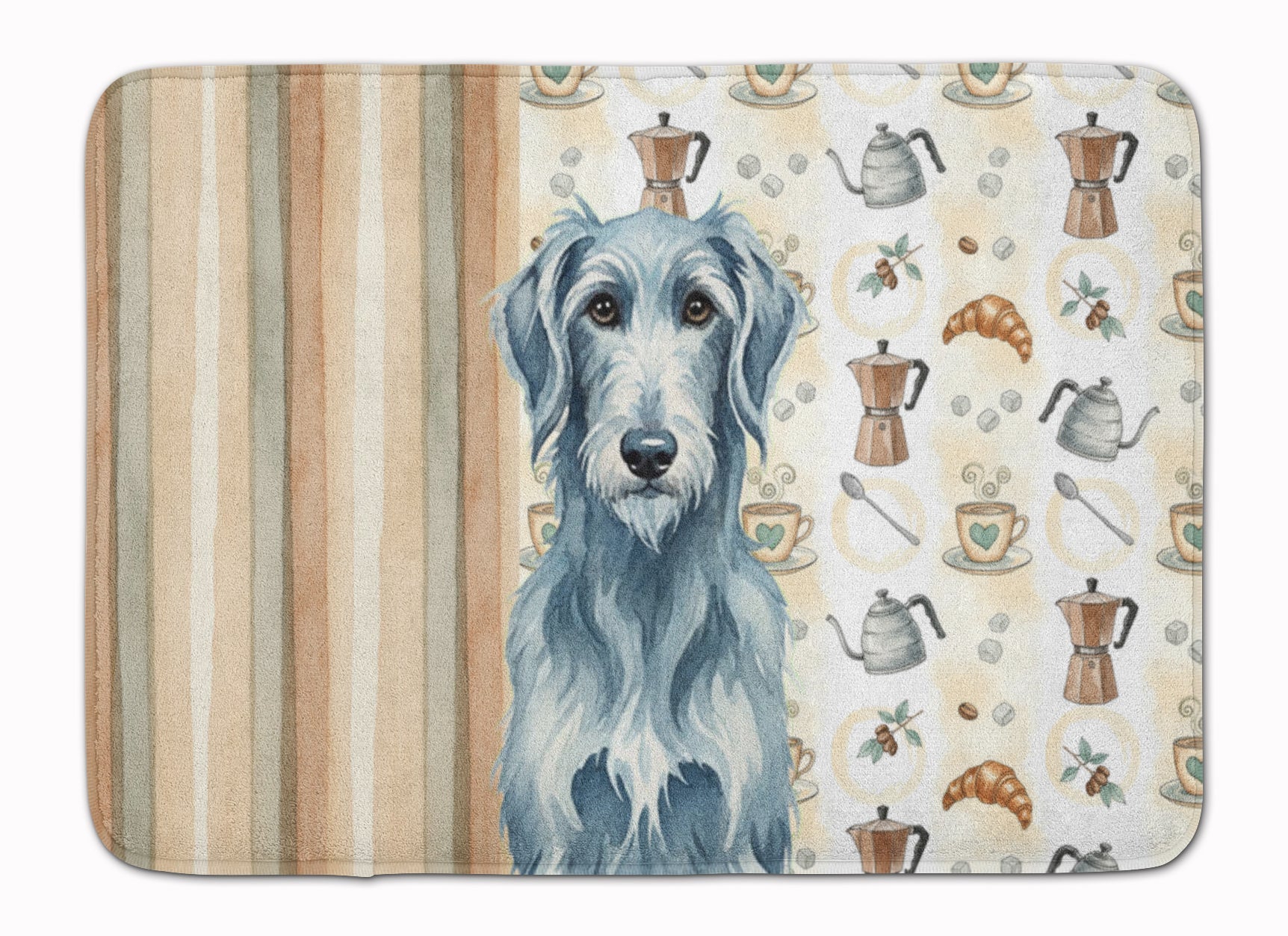 Blue-Gray Scottish Deerhound Coffee Bar Memory Foam Kitchen Mat Machine Washable Anti-Fatigue Cushion Comfort Bath or Kitchen Rug