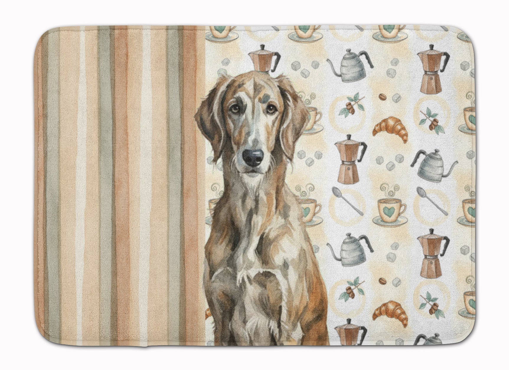Brindle Scottish Deerhound Coffee Bar Memory Foam Kitchen Mat Machine Washable Anti-Fatigue Cushion Comfort Bath or Kitchen Rug