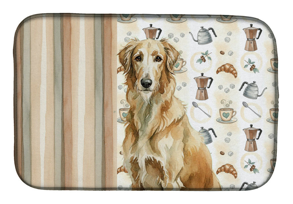 Wheaten Scottish Deerhound Coffee Bar Dish Drying Mat Absorbent Dish Drying Mat Pad for Kitchen Counter Dish Drainer Mat for Countertop, 14 x 21", Multicolor