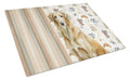 Wheaten Scottish Deerhound Coffee Bar Cutting Board Tempered Glass Kitchen Cutting Surface, Heat Resistant Chopping, Non-Slip Feet, Food Prep & Serving