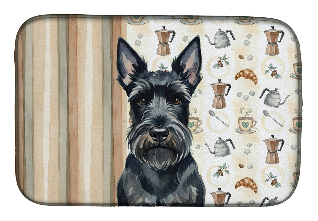 Scottish Terrier Coffee Bar Dish Drying Mat Absorbent Dish Drying Mat Pad for Kitchen Counter Dish Drainer Mat for Countertop, 14 x 21", Multicolor