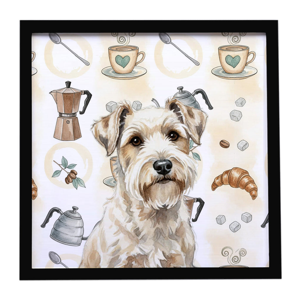 Sealyham Terrier Coffee Bar Framed Metal Print Bathroom, Kitchen, Office, Home Decor Wall Art Ready to Hang, Square, 8X8
