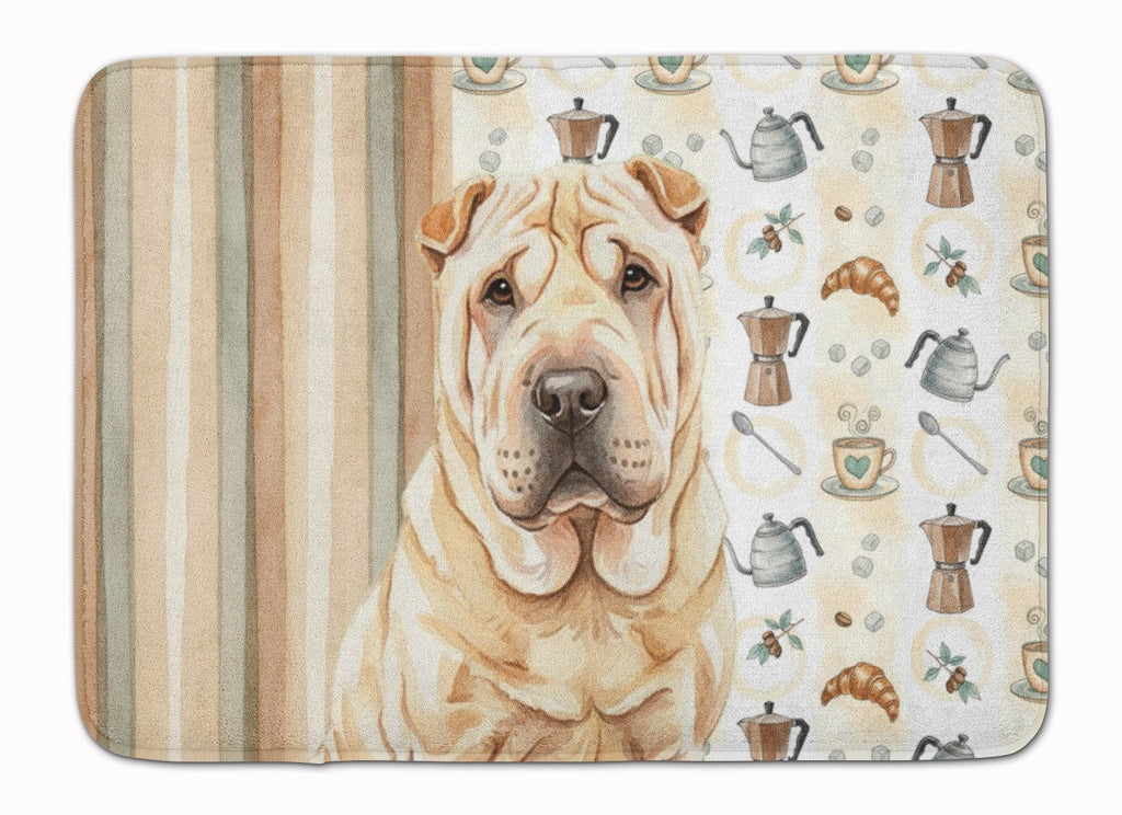Shar Pei Coffee Bar Memory Foam Kitchen Mat Machine Washable Anti-Fatigue Cushion Comfort Bath or Kitchen Rug