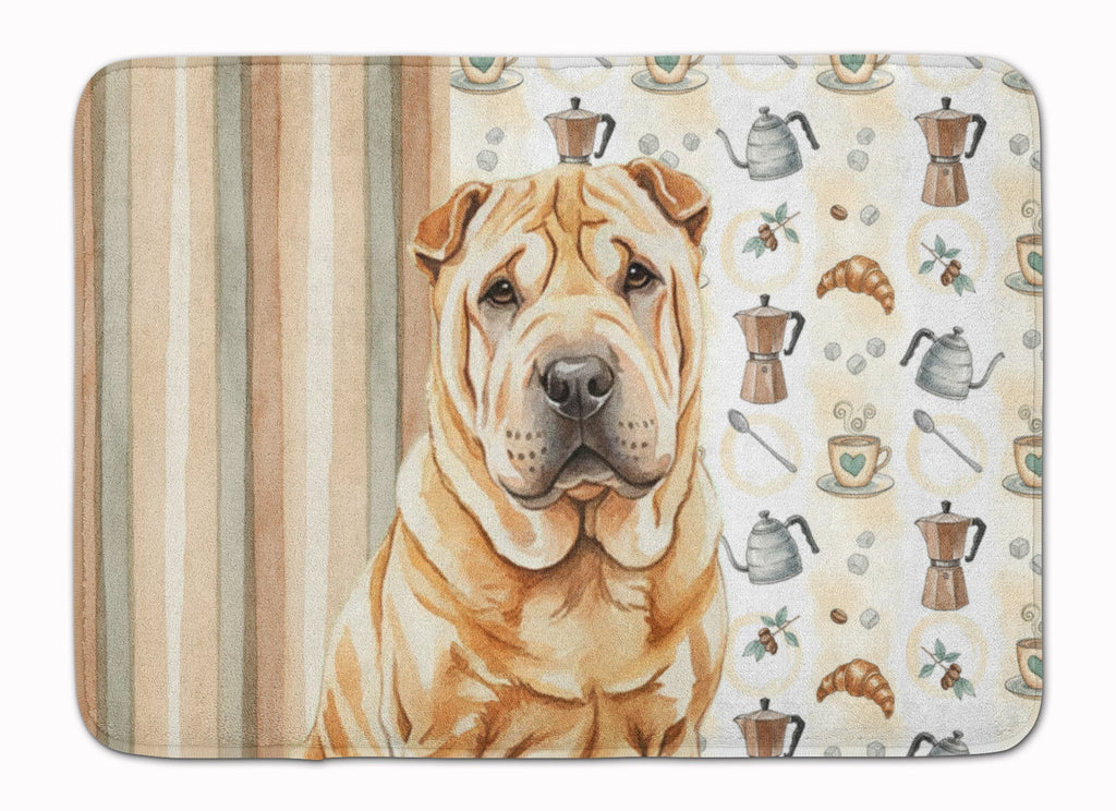 Red Shar Pei Coffee Bar Memory Foam Kitchen Mat Machine Washable Anti-Fatigue Cushion Comfort Bath or Kitchen Rug