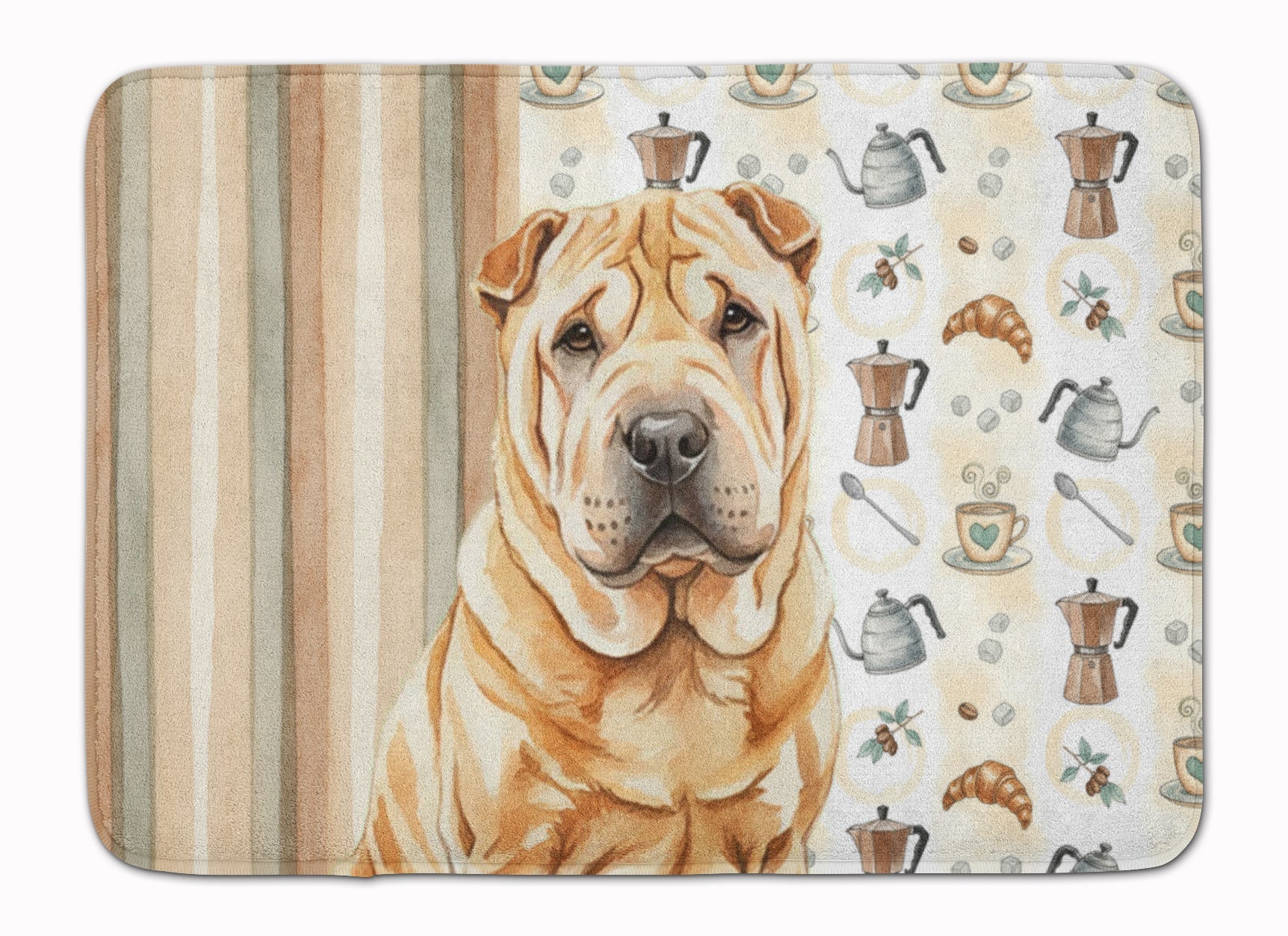 Red Shar Pei Coffee Bar Memory Foam Kitchen Mat Machine Washable Anti-Fatigue Cushion Comfort Bath or Kitchen Rug