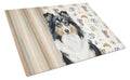 Tricolor Sheltie Coffee Bar Cutting Board Tempered Glass Kitchen Cutting Surface, Heat Resistant Chopping, Non-Slip Feet, Food Prep & Serving