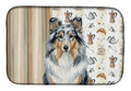 Blue Merle Sheltie Coffee Bar Dish Drying Mat Absorbent Dish Drying Mat Pad for Kitchen Counter Dish Drainer Mat for Countertop, 14 x 21", Multicolor