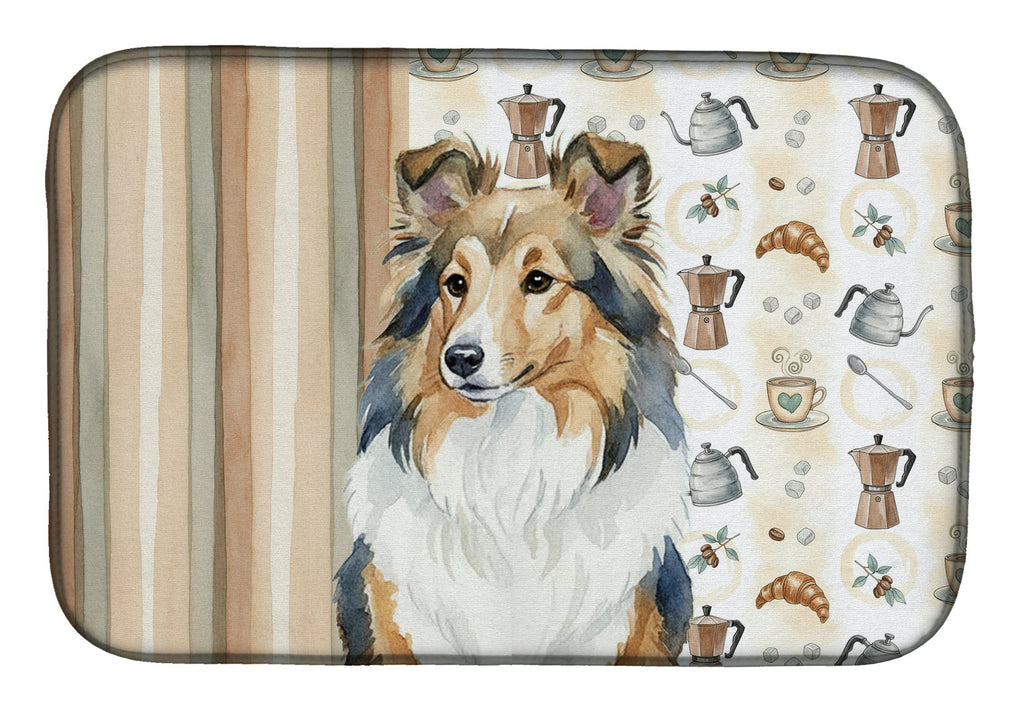 Sable Sheltie Coffee Bar Dish Drying Mat Absorbent Dish Drying Mat Pad for Kitchen Counter Dish Drainer Mat for Countertop, 14 x 21", Multicolor