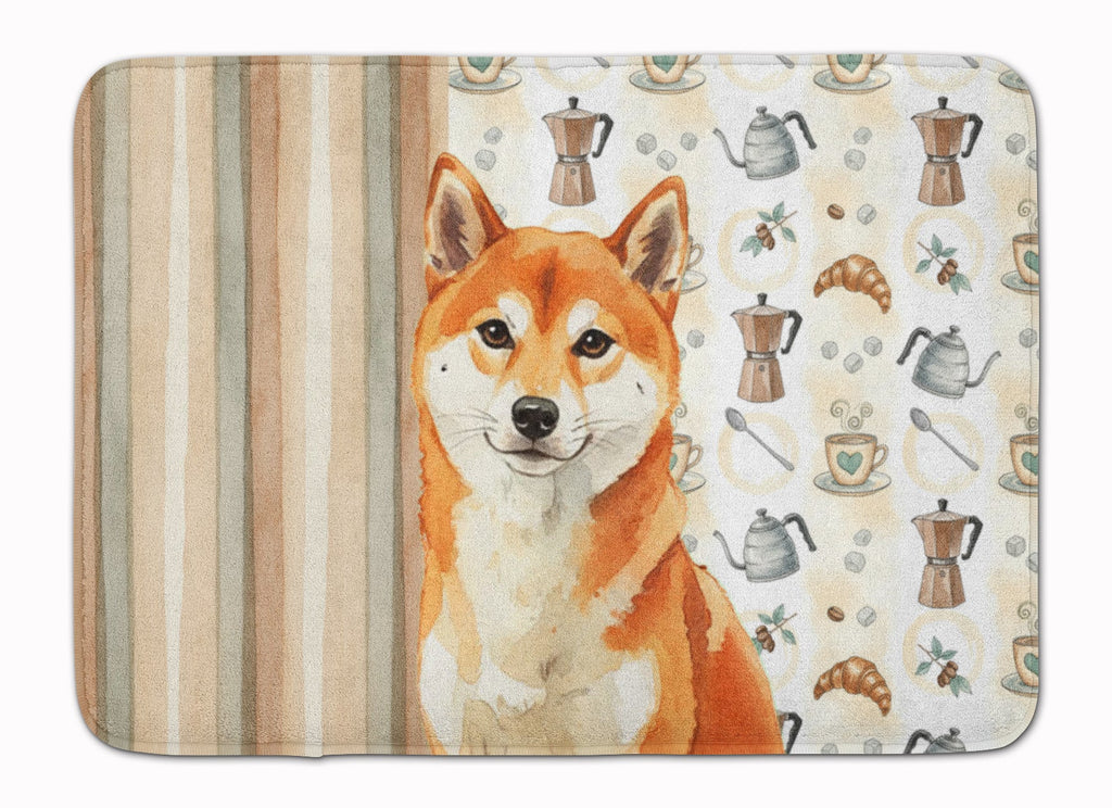 Red Shiba Inu Coffee Bar Memory Foam Kitchen Mat Machine Washable Anti-Fatigue Cushion Comfort Bath or Kitchen Rug