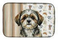 Brindle Shih Tzu Coffee Bar Dish Drying Mat Absorbent Dish Drying Mat Pad for Kitchen Counter Dish Drainer Mat for Countertop, 14 x 21", Multicolor