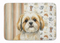 Gold and White Shih Tzu Coffee Bar Memory Foam Kitchen Mat Machine Washable Anti-Fatigue Cushion Comfort Bath or Kitchen Rug