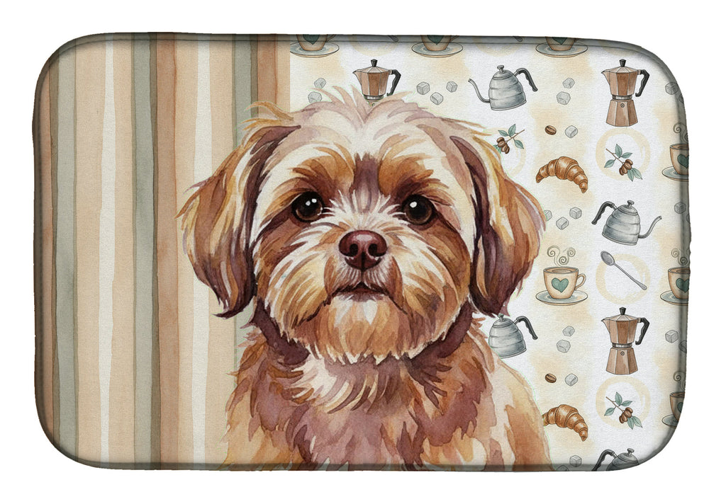 Liver Shih Tzu Coffee Bar Dish Drying Mat Absorbent Dish Drying Mat Pad for Kitchen Counter Dish Drainer Mat for Countertop, 14 x 21", Multicolor