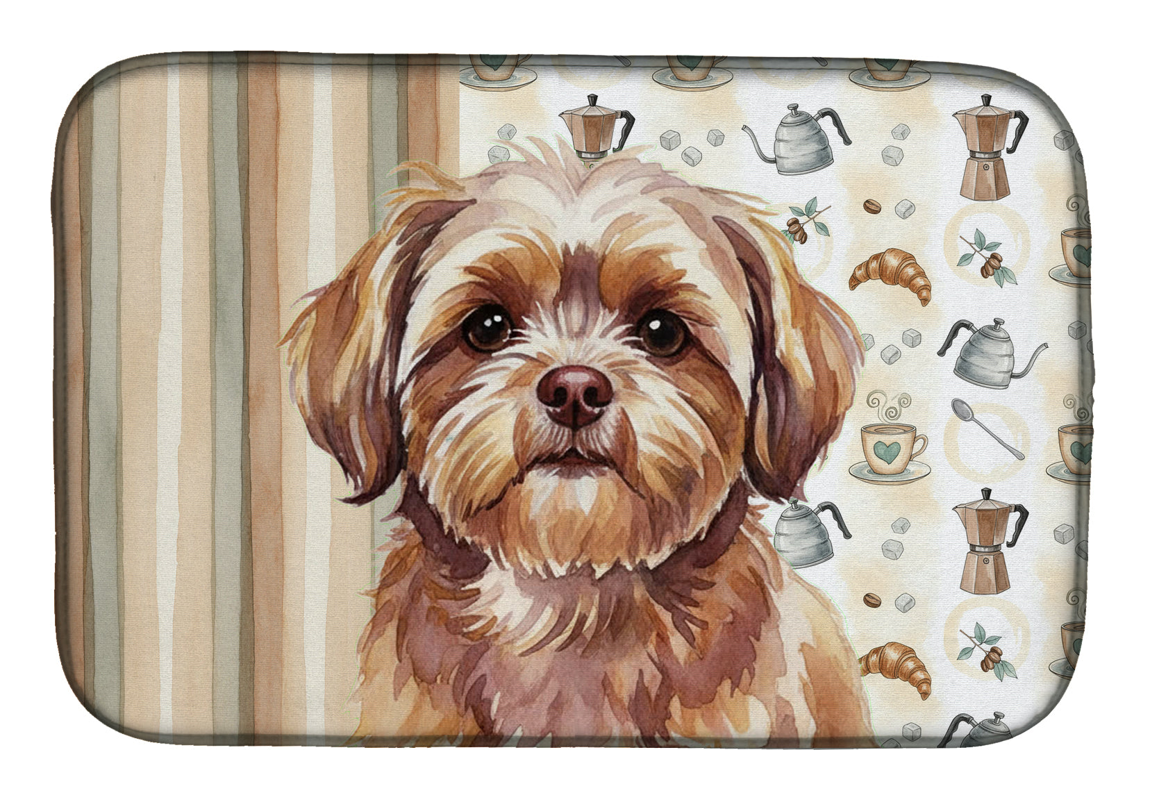 Liver Shih Tzu Coffee Bar Dish Drying Mat Absorbent Dish Drying Mat Pad for Kitchen Counter Dish Drainer Mat for Countertop, 14 x 21", Multicolor