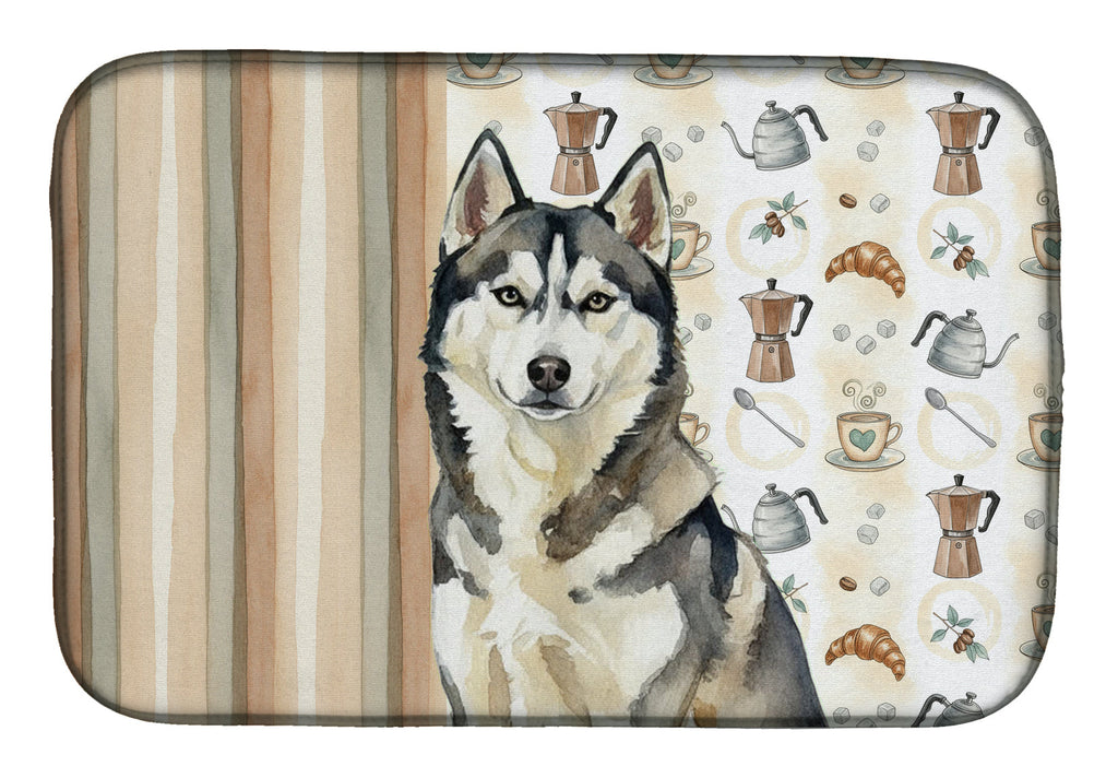 Agouti Siberian Husky Coffee Bar Dish Drying Mat Absorbent Dish Drying Mat Pad for Kitchen Counter Dish Drainer Mat for Countertop, 14 x 21", Multicolor