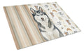 Siberian Husky Coffee Bar Cutting Board Tempered Glass Kitchen Cutting Surface, Heat Resistant Chopping, Non-Slip Feet, Food Prep & Serving