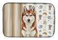 Red and White Siberian Husky Coffee Bar Dish Drying Mat Absorbent Dish Drying Mat Pad for Kitchen Counter Dish Drainer Mat for Countertop, 14 x 21", Multicolor