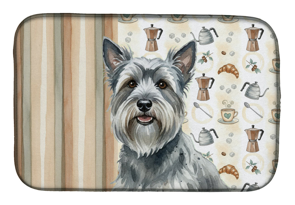 Gray Skye Terrier Coffee Bar Dish Drying Mat Absorbent Dish Drying Mat Pad for Kitchen Counter Dish Drainer Mat for Countertop, 14 x 21", Multicolor