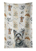 Gray Skye Terrier Coffee Bar Kitchen Towel Velour Plush Front and Cotton Loop Back Machine Washable