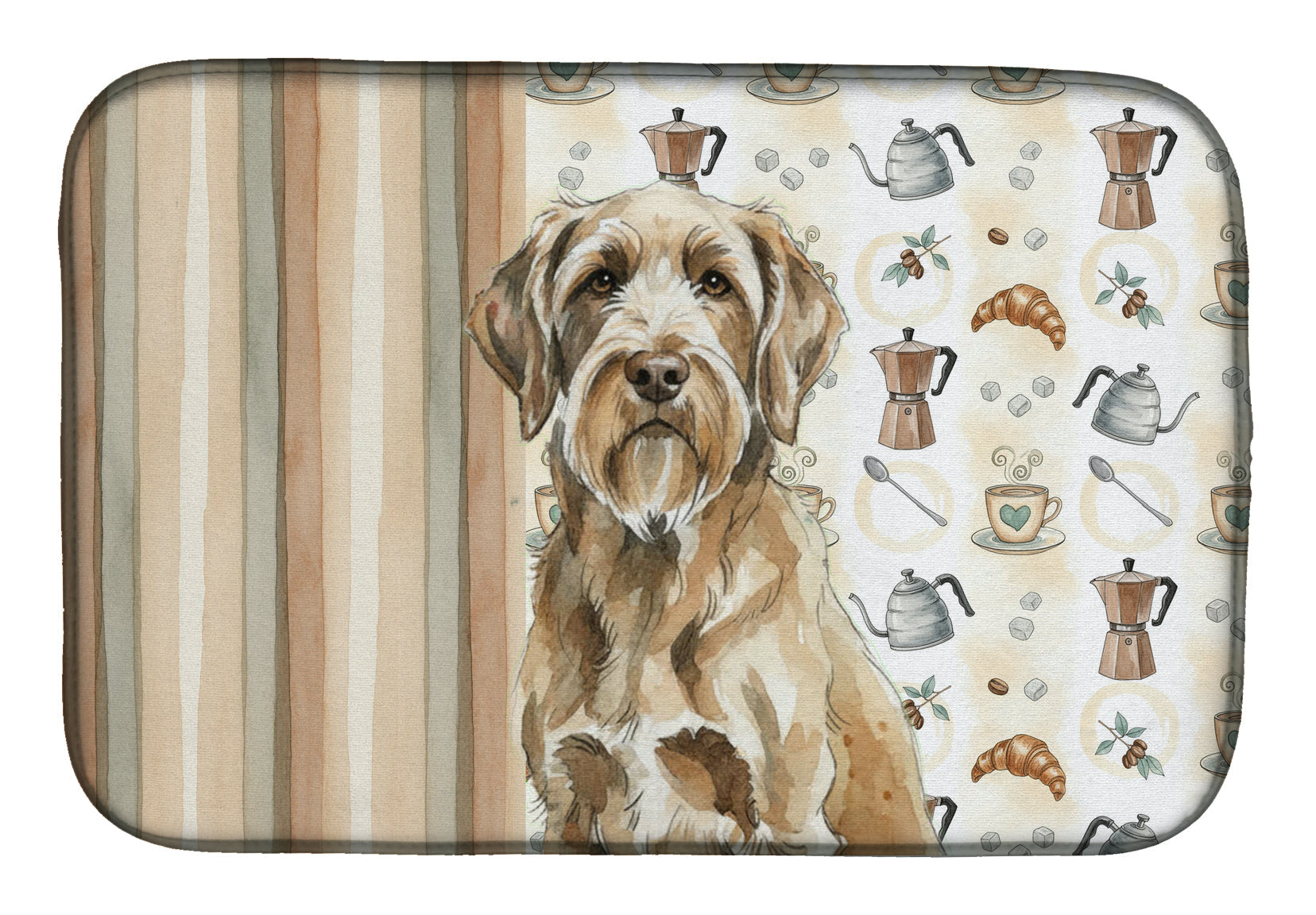 Spinone Italiano Coffee Bar Dish Drying Mat Absorbent Dish Drying Mat Pad for Kitchen Counter Dish Drainer Mat for Countertop, 14 x 21", Multicolor