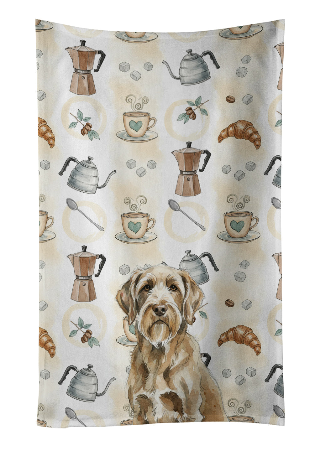 Spinone Italiano Coffee Bar Kitchen Towel Velour Plush Front and Cotton Loop Back Machine Washable