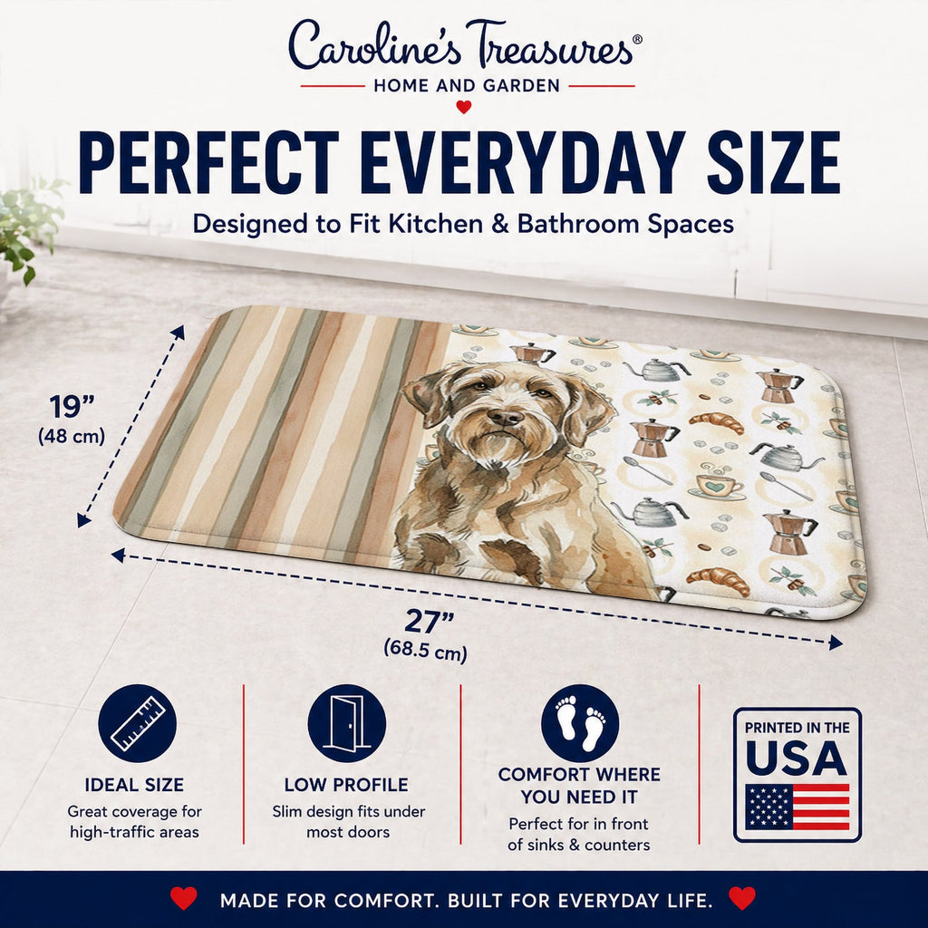 Spinone Italiano Coffee Bar Memory Foam Kitchen Mat Machine Washable Anti-Fatigue Cushion Comfort Bath or Kitchen Rug