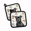 Black Staffordshire Bull Terrier Coffee Bar Pot Holder Set of 2 Heat Resistant Quilted Hot Pads 7.5 x 7.5 Inch, Insulated Kitchen Trivets for Cooking & Baking