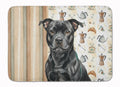 Black Staffordshire Bull Terrier Coffee Bar Memory Foam Kitchen Mat Machine Washable Anti-Fatigue Cushion Comfort Bath or Kitchen Rug