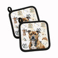 Brindle Staffordshire Bull Terrier Coffee Bar Pot Holder Set of 2 Heat Resistant Quilted Hot Pads 7.5 x 7.5 Inch, Insulated Kitchen Trivets for Cooking & Baking