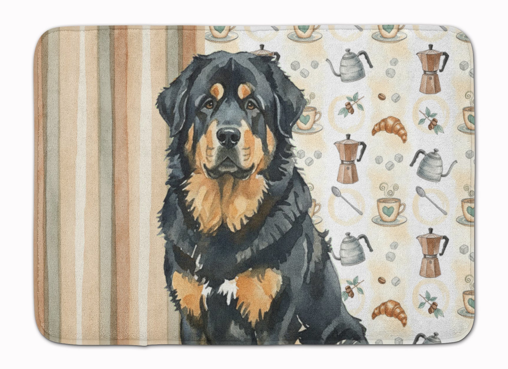 Black and Tan Tibetan Mastiff Coffee Bar Memory Foam Kitchen Mat Machine Washable Anti-Fatigue Cushion Comfort Bath or Kitchen Rug