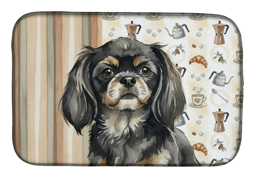 Black and Tan Tibetan Spaniel Coffee Bar Dish Drying Mat Absorbent Dish Drying Mat Pad for Kitchen Counter Dish Drainer Mat for Countertop, 14 x 21", Multicolor