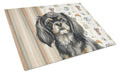 Black and Tan Tibetan Spaniel Coffee Bar Cutting Board Tempered Glass Kitchen Cutting Surface, Heat Resistant Chopping, Non-Slip Feet, Food Prep & Serving