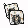 Black and Tan Tibetan Spaniel Coffee Bar Pot Holder Set of 2 Heat Resistant Quilted Hot Pads 7.5 x 7.5 Inch, Insulated Kitchen Trivets for Cooking & Baking