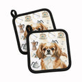 Tibetan Spaniel Coffee Bar Pot Holder Set of 2 Heat Resistant Quilted Hot Pads 7.5 x 7.5 Inch, Insulated Kitchen Trivets for Cooking & Baking