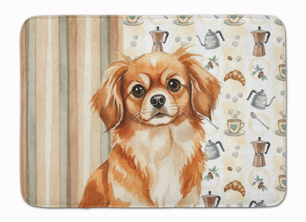 Red Tibetan Spaniel Coffee Bar Memory Foam Kitchen Mat Machine Washable Anti-Fatigue Cushion Comfort Bath or Kitchen Rug