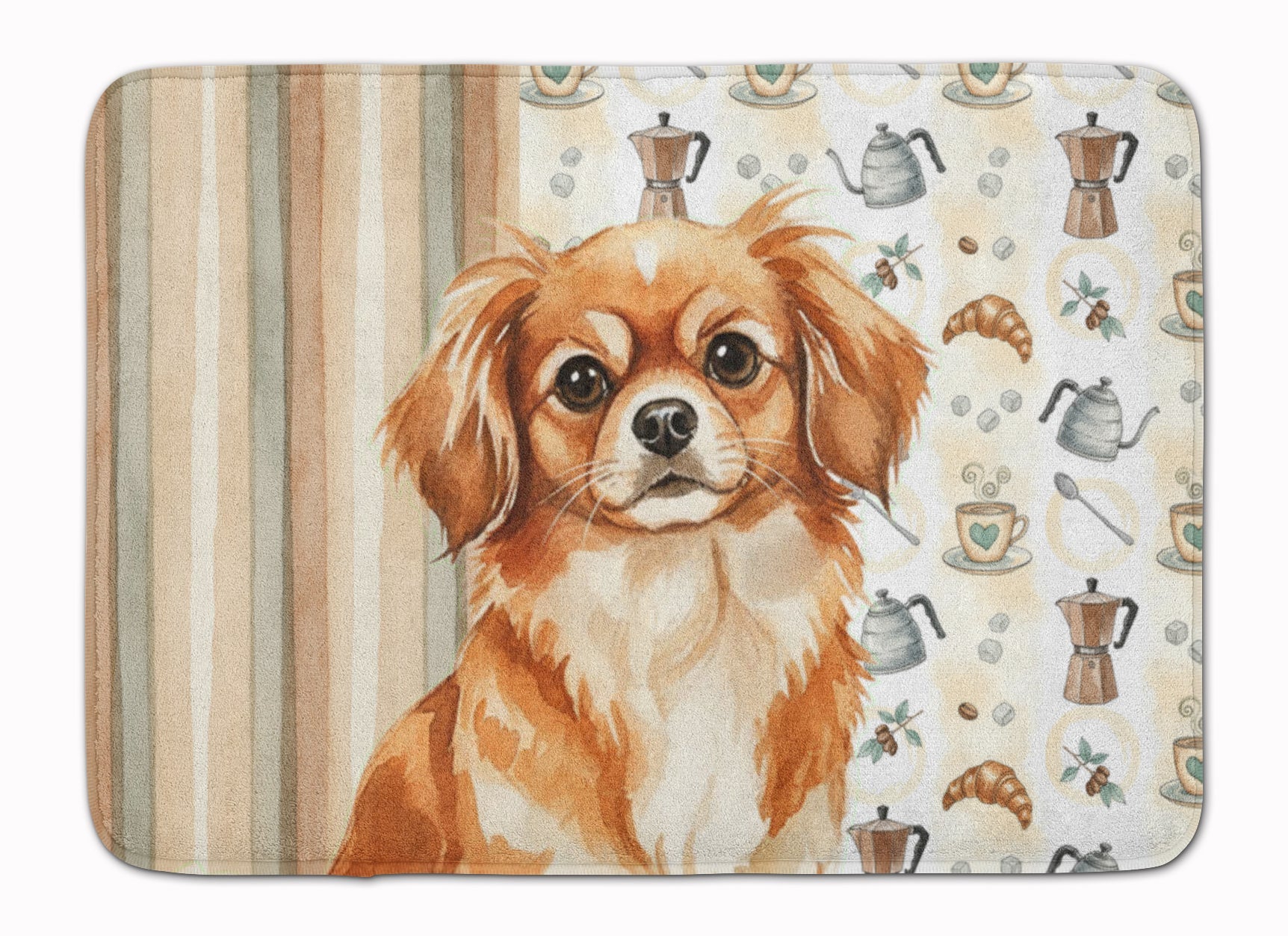 Red Tibetan Spaniel Coffee Bar Memory Foam Kitchen Mat Machine Washable Anti-Fatigue Cushion Comfort Bath or Kitchen Rug