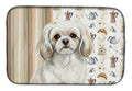 White Tibetan Spaniel Coffee Bar Dish Drying Mat Absorbent Dish Drying Mat Pad for Kitchen Counter Dish Drainer Mat for Countertop, 14 x 21", Multicolor