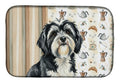 Black and White Tibetan Terrier Coffee Bar Dish Drying Mat Absorbent Dish Drying Mat Pad for Kitchen Counter Dish Drainer Mat for Countertop, 14 x 21", Multicolor