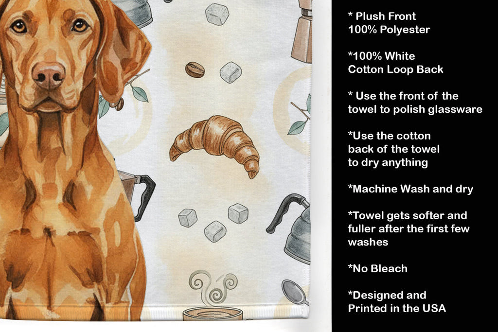 Vizsla Coffee Bar Kitchen Towel Velour Plush Front and Cotton Loop Back Machine Washable