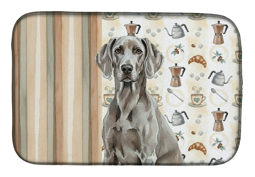 Weimaraner Coffee Bar Dish Drying Mat Absorbent Dish Drying Mat Pad for Kitchen Counter Dish Drainer Mat for Countertop, 14 x 21", Multicolor