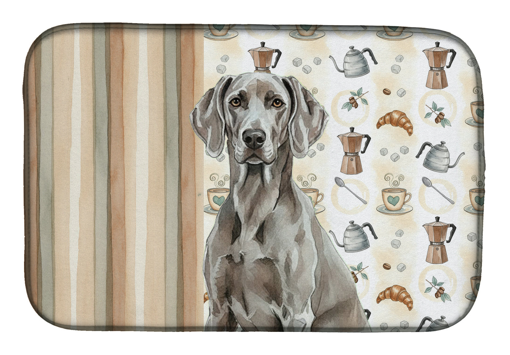 Weimaraner Coffee Bar Dish Drying Mat Absorbent Dish Drying Mat Pad for Kitchen Counter Dish Drainer Mat for Countertop, 14 x 21", Multicolor