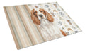 Welsh Springer Spaniel Coffee Bar Cutting Board Tempered Glass Kitchen Cutting Surface, Heat Resistant Chopping, Non-Slip Feet, Food Prep & Serving