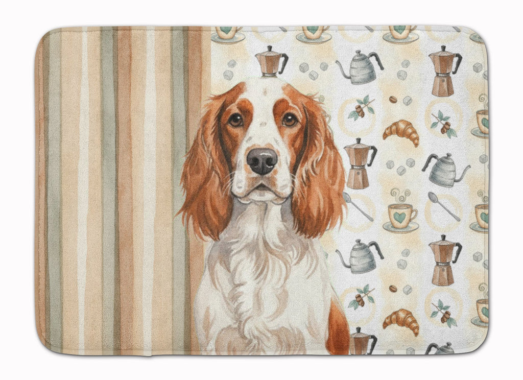 Welsh Springer Spaniel Coffee Bar Memory Foam Kitchen Mat Machine Washable Anti-Fatigue Cushion Comfort Bath or Kitchen Rug
