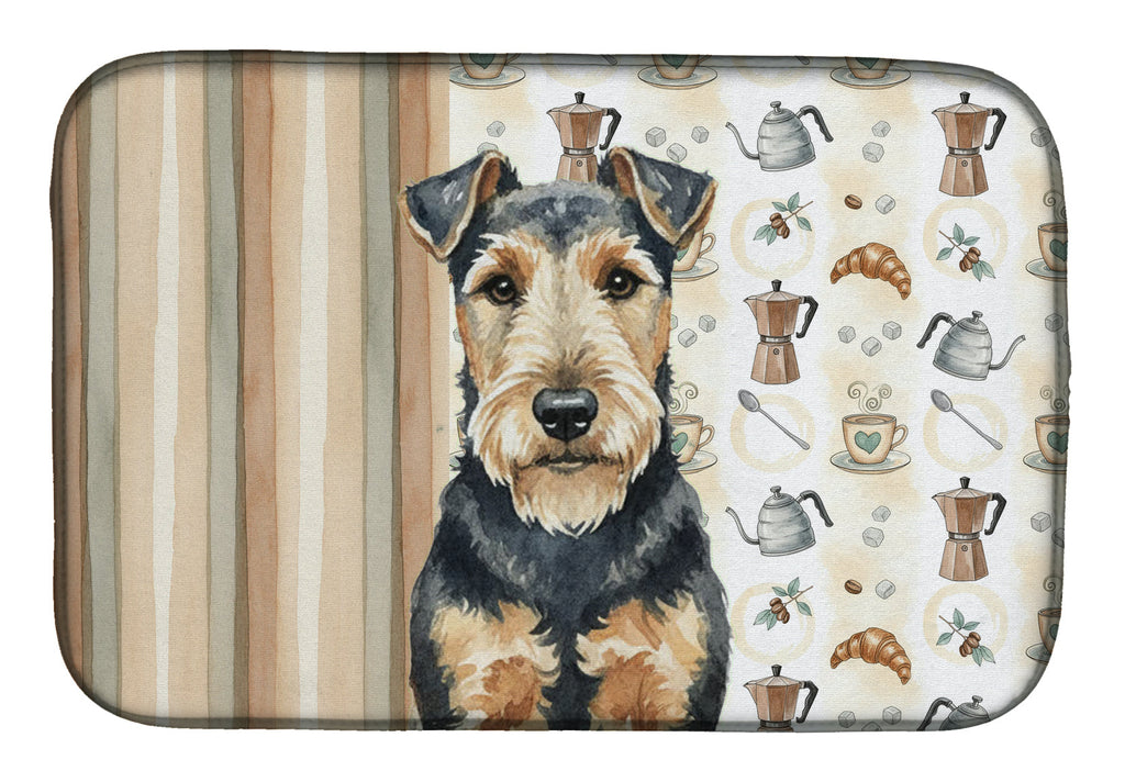 Welsh Terrier Coffee Bar Dish Drying Mat Absorbent Dish Drying Mat Pad for Kitchen Counter Dish Drainer Mat for Countertop, 14 x 21", Multicolor